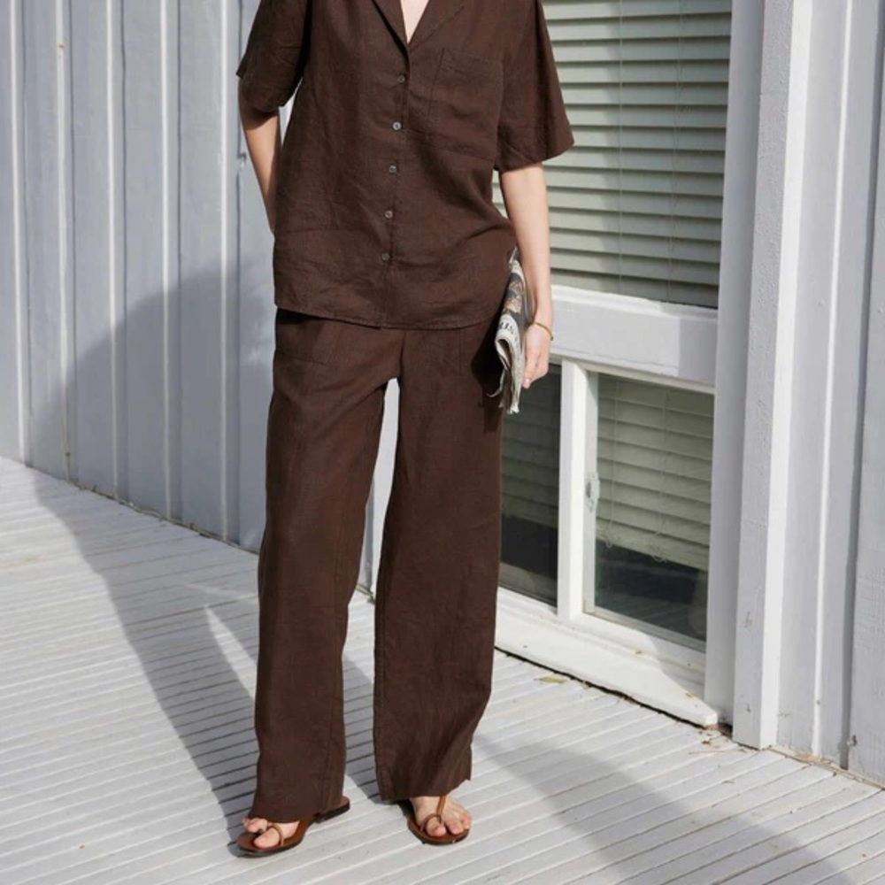 AYR The Tourist Linen Pants 100% Irish Linen Sz XS Brown